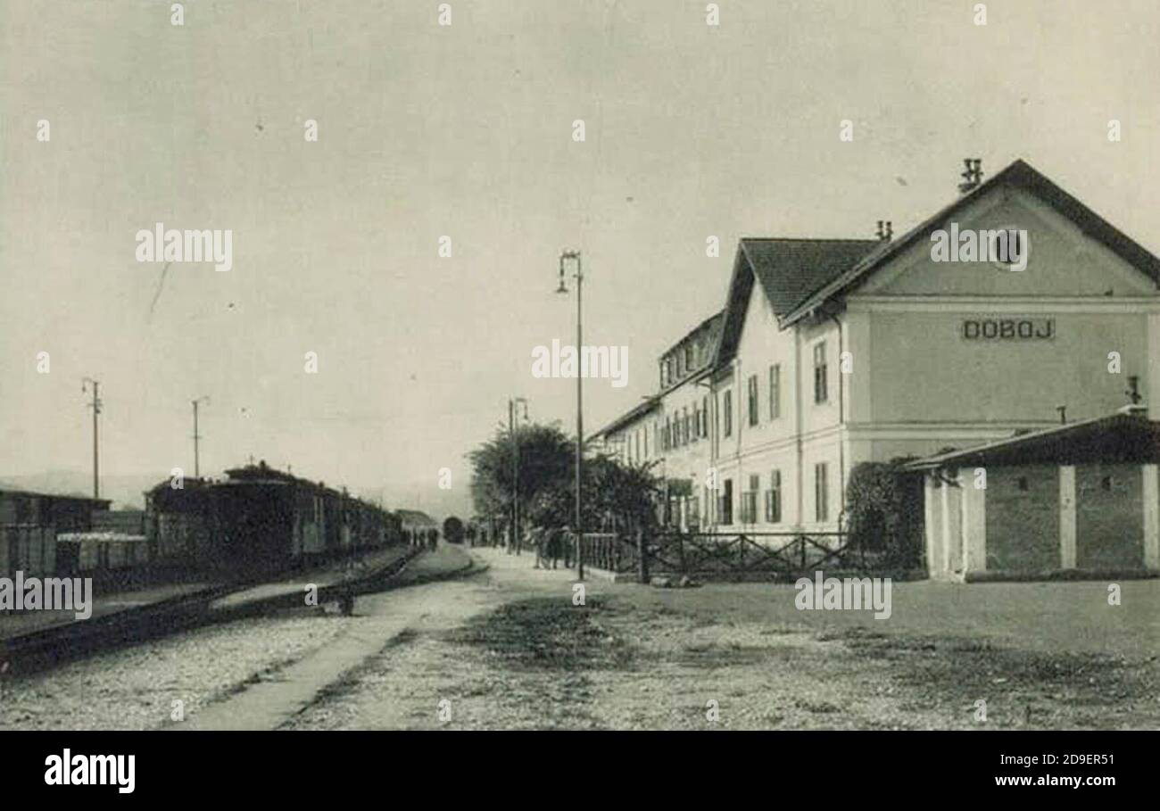 The old Austro-Hungarian railway station in Doboj. Stock Photo