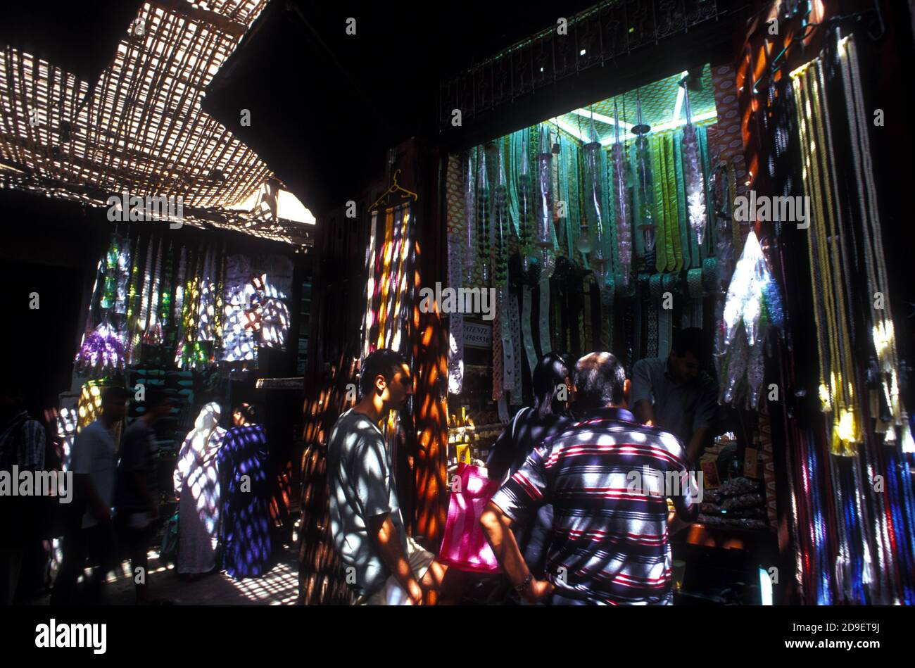 Covered market at the Marrakech's medina, in Morocco. Stock Photo