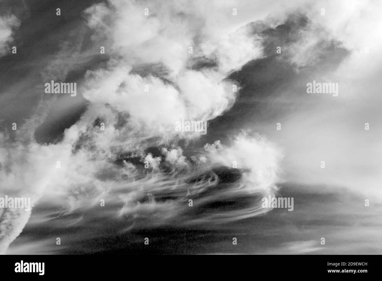 Cirrus Clouds over Lincolnshire Wolds in black & white Stock Photo - Alamy