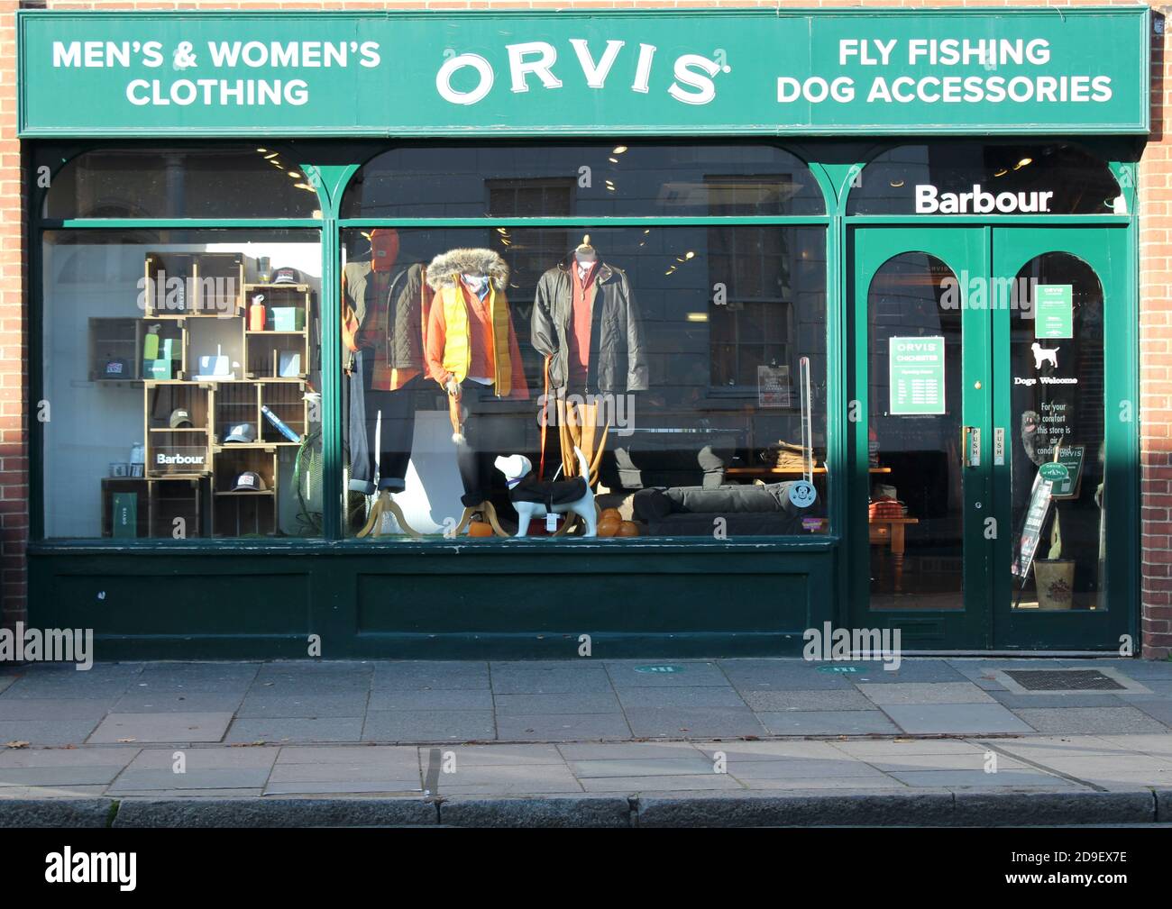 Drapewise Interiors shop front in Chichester, West Sussex, England. Stock Photo