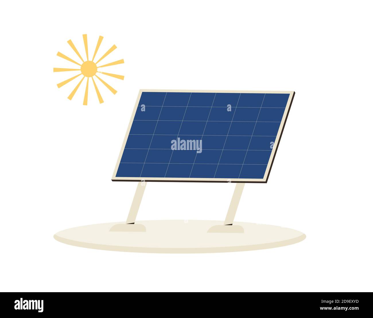 Solar panel. Modul for house isolated on white background. Renewable alternative electricity. Sustainable development. Vector color flat illustration. Stock Vector
