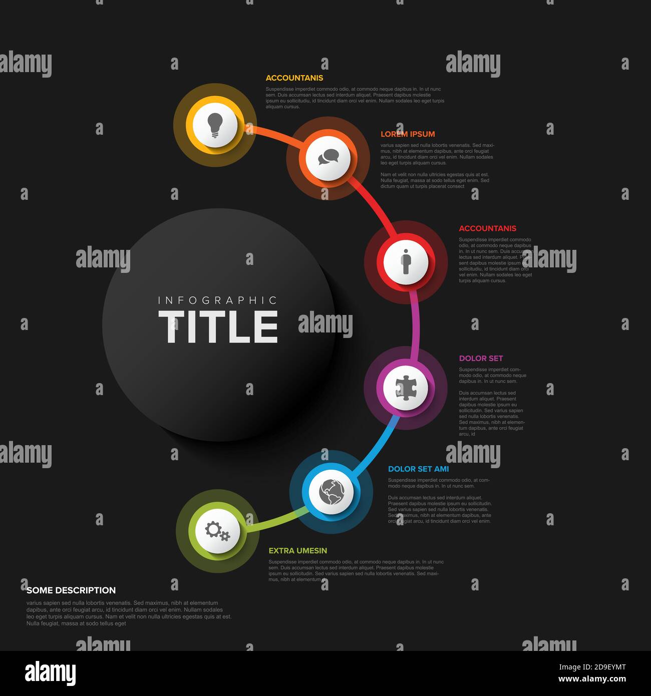 Vector multipurpose Infographic template with title and six elements ...