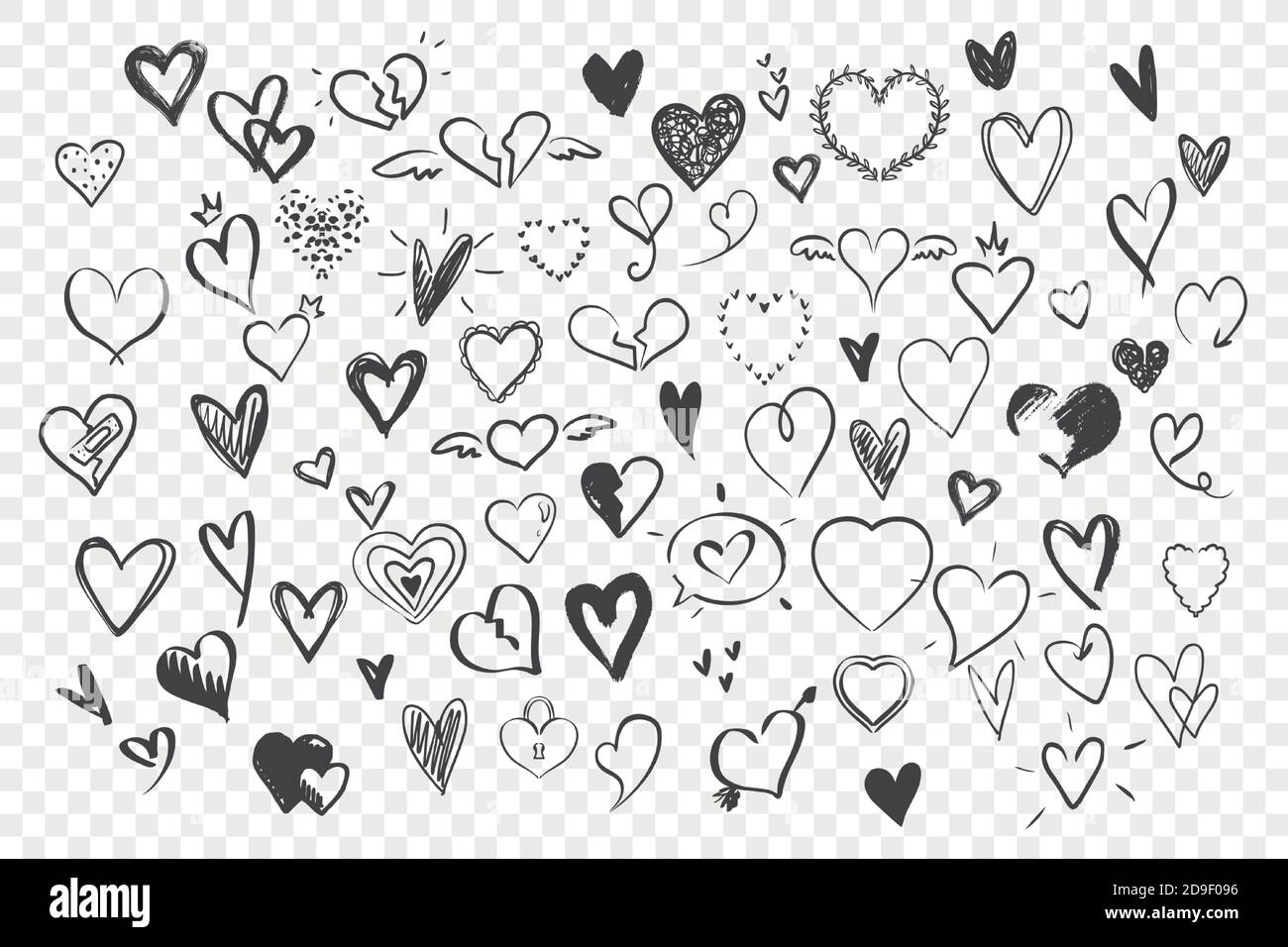 Doodle sketches, hearts set Stock Vector Image & Art - Alamy