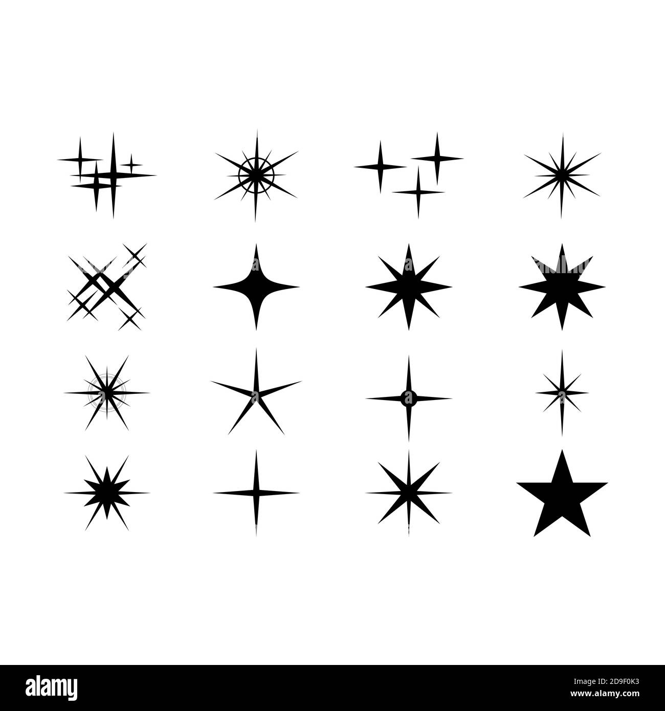 Sparkle Star Icon Set Vector Stock Illustration Different Forms Of
