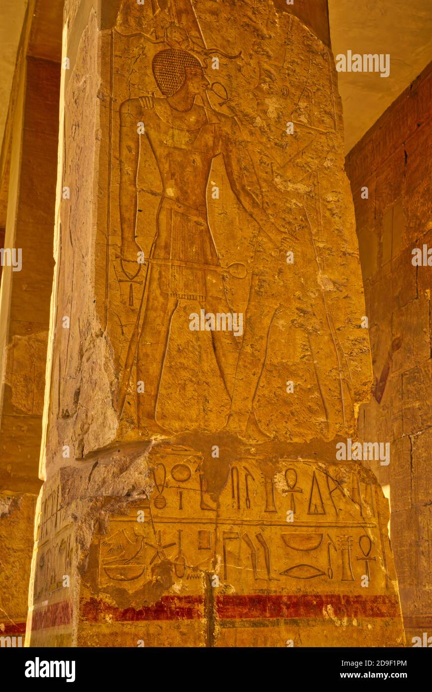 Hatshepsut’s name remained unknown for the rest of Egypt’s history and up until the mid-19th century CE. When Thutmose III had her public monuments de Stock Photo