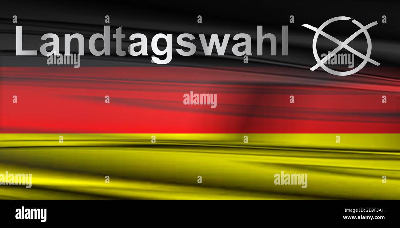 Landtagswahlen  mit Deutschland - Flagge und Wahlkreuz abstrakt Stock Photo