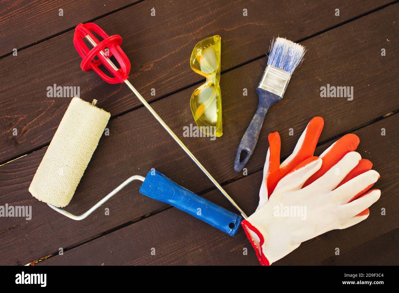 Painter'S Tools. Set of decorator s tools. Professional painter work