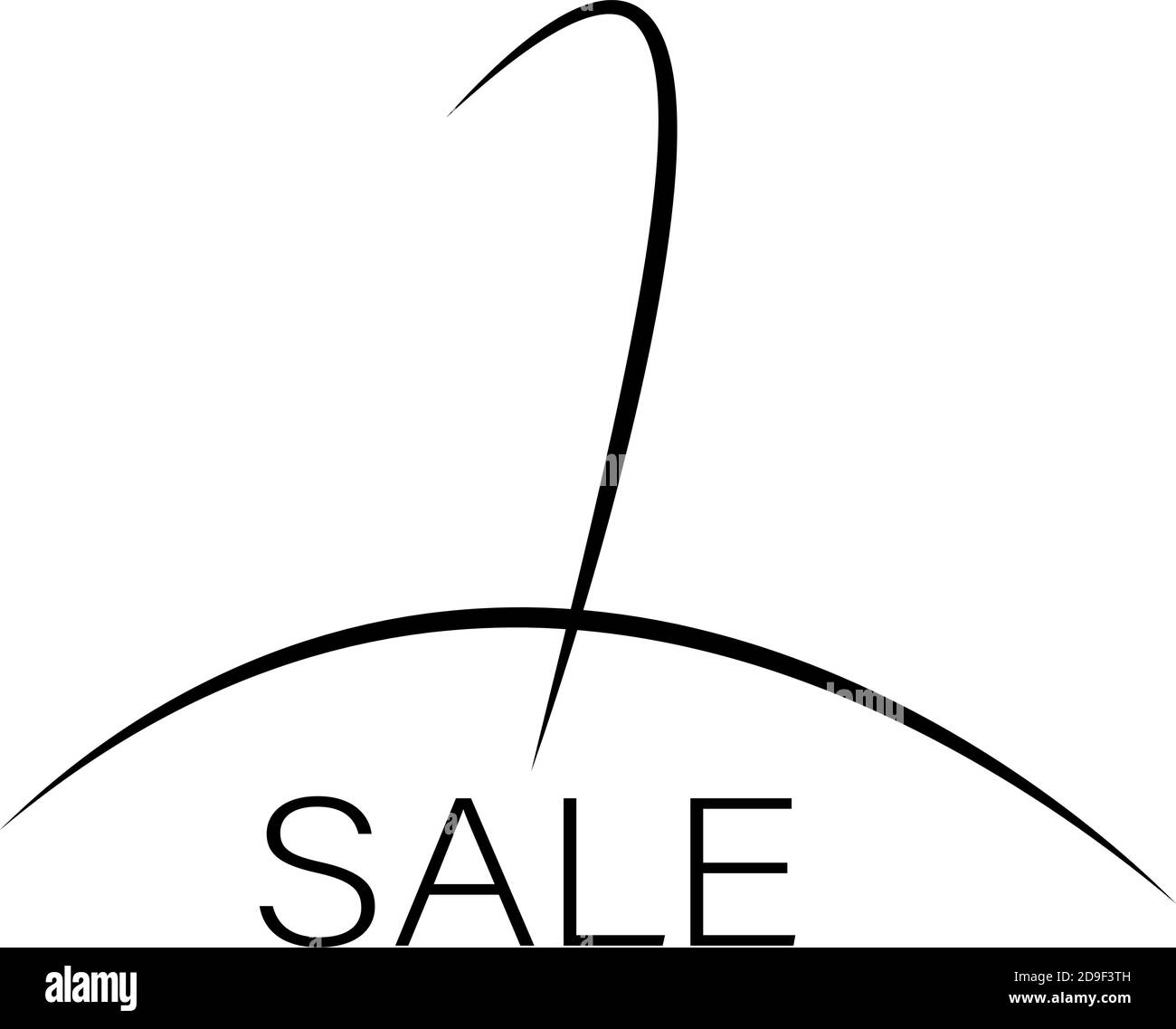 SALE logo Black linear image of clothes hanger. Stock Vector