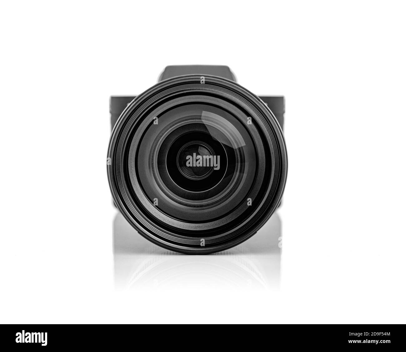 Black photo camera isolated on white background Stock Photo - Alamy