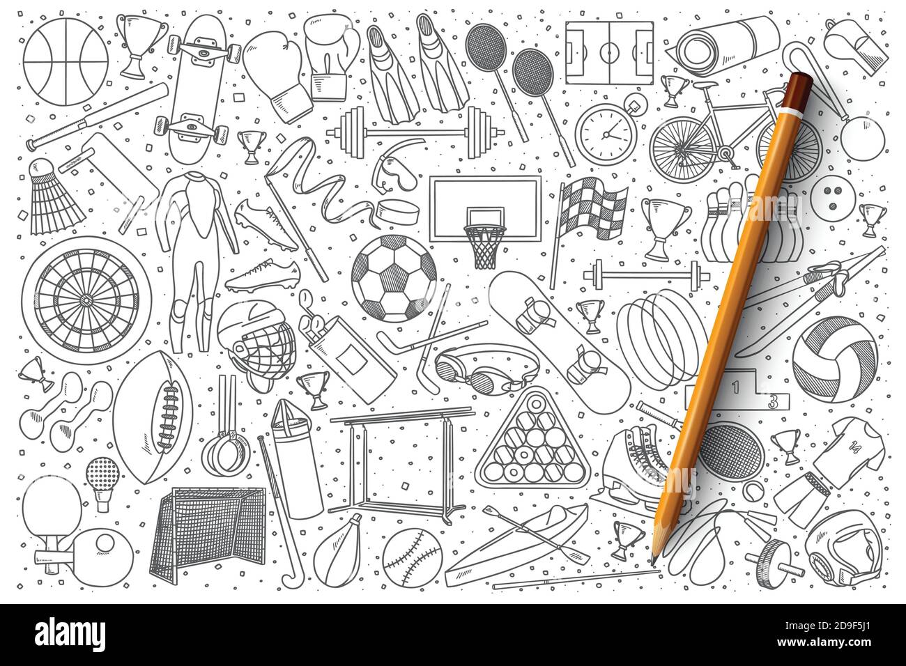 Sport doodle vector set Stock Vector