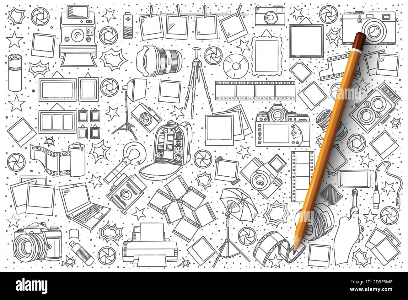 Photo doodle vector set Stock Vector