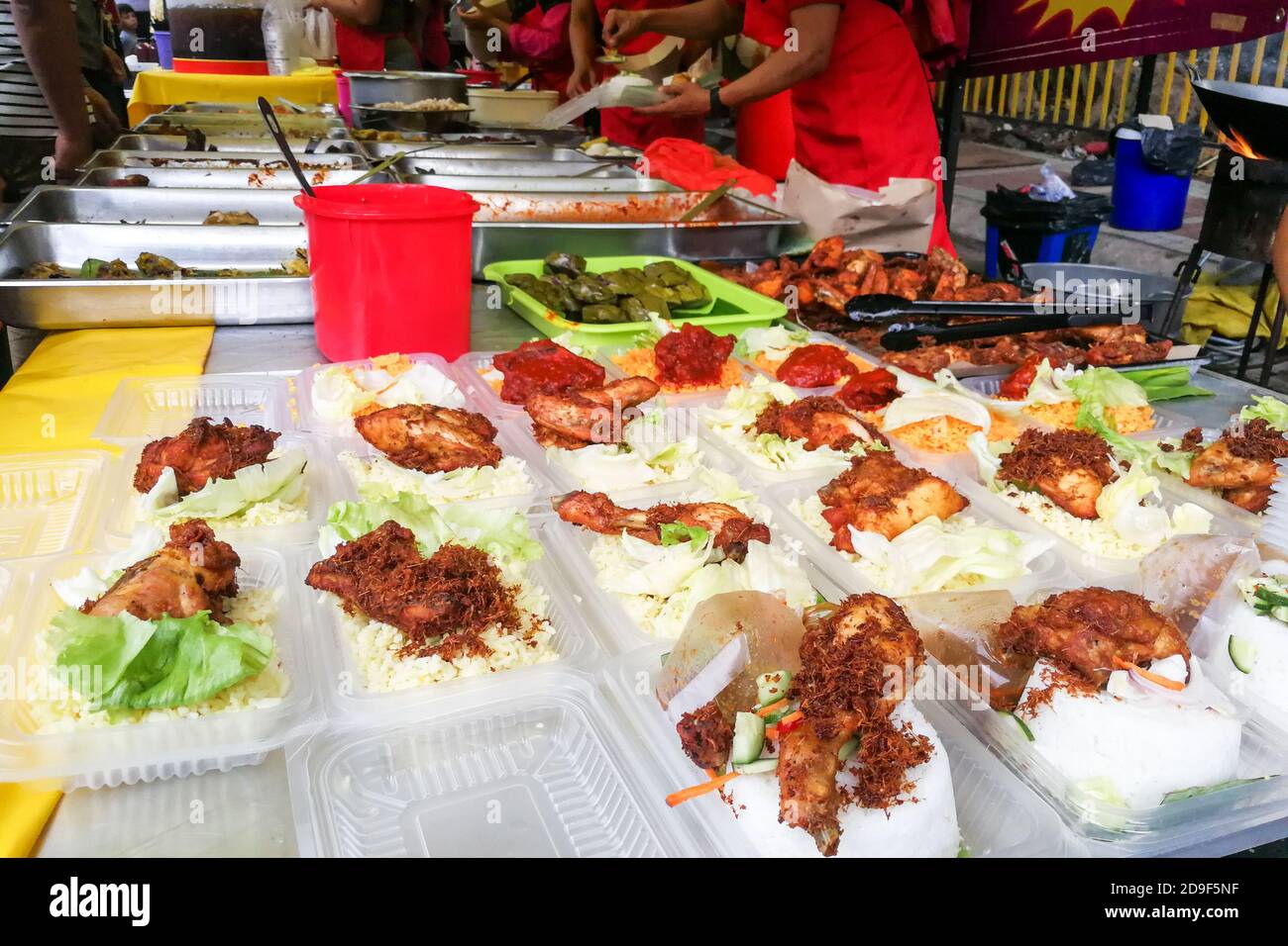 Meals sold at market stall in Malaysia during Ramadan month. Stock Photo