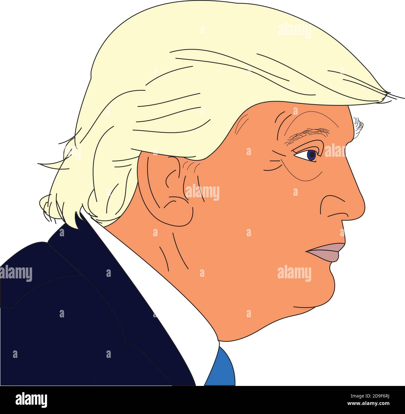 Worlds Leaders Vector Illustration of Donald J. Trump, President of the United States of America, November 2020, side profile Stock Vector