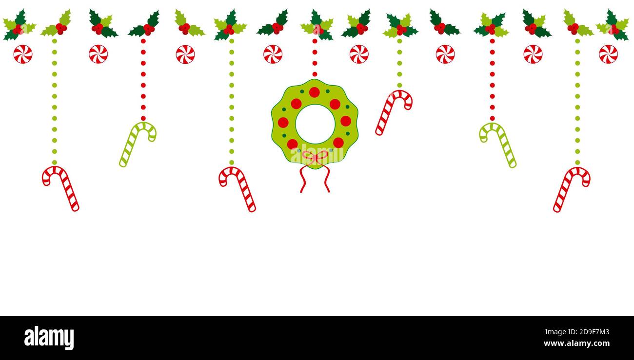 Christmas border with candy cane. Isolated on white background Stock ...
