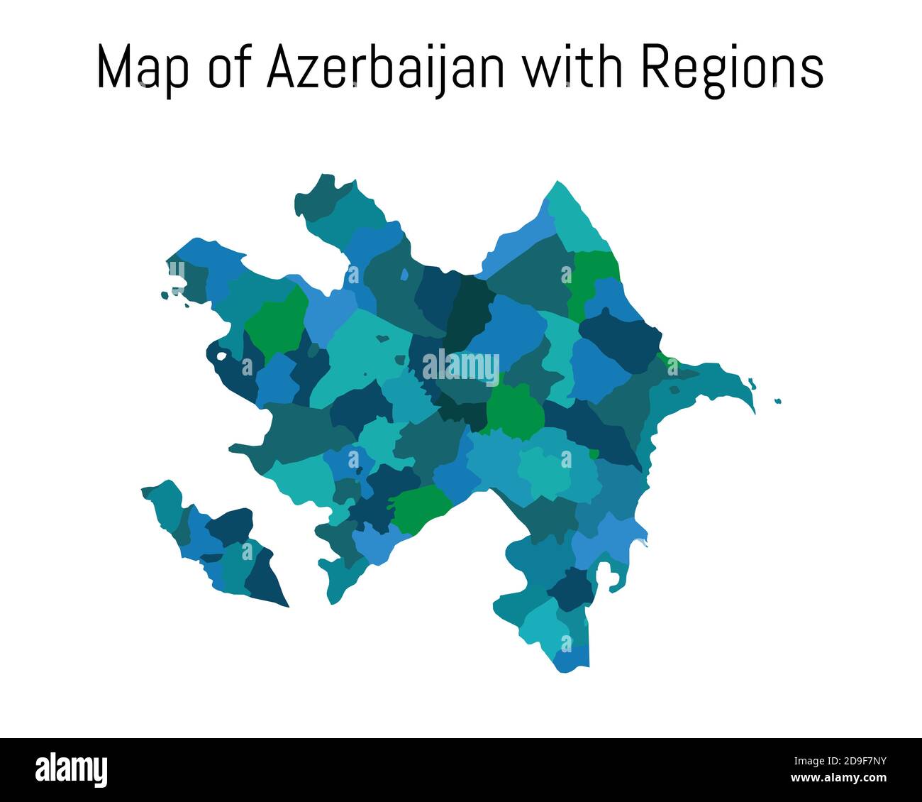 Map of Azerbaijan with Regions Eps 10. Republic of Azerbaijan vector map Stock Vector