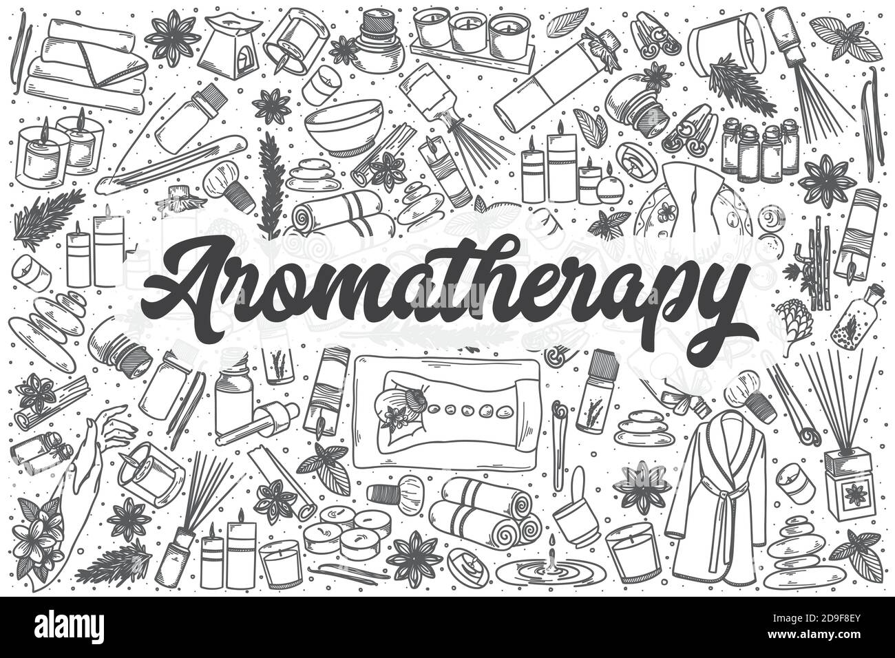 Hand drawn aromatherapy vector doodle set Stock Vector Image & Art - Alamy