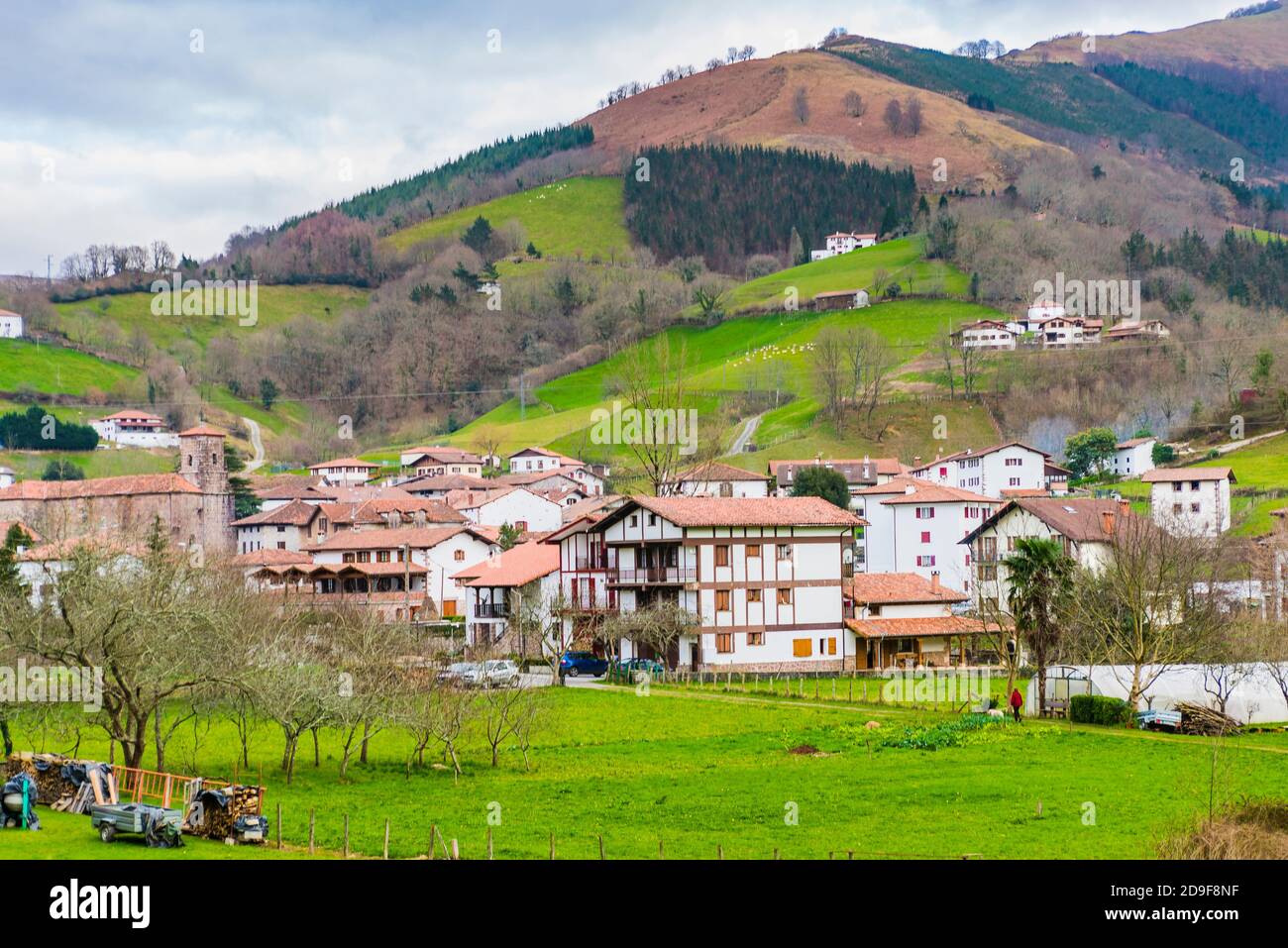 The village of Etxalar, Cinco Villas, Bortziriak,Navarre, Spain, Europa Stock Photo