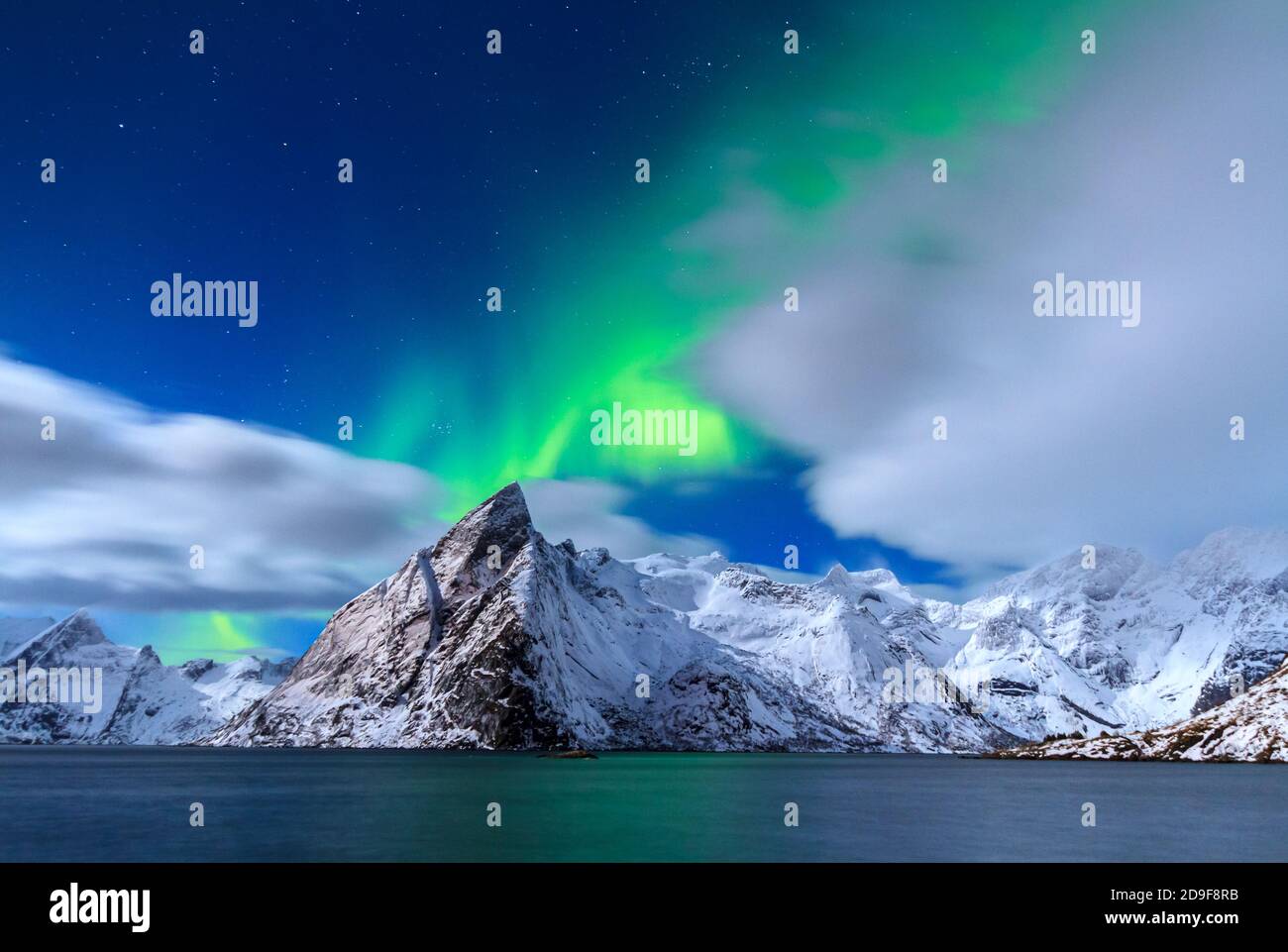 Aurora Borealis And Moon