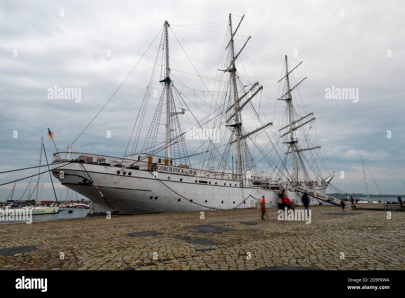 Stralsund, Germany. 21st Oct, 2020. The former sail training ship Gorch Fock  1 is anchored in the city harbour of Stralsund. The 82 meter long ship was  built in 1933 at Blohm