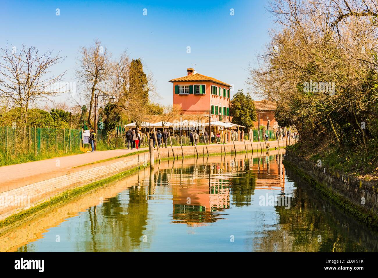 Central canal and street della Rosina. Torcello, Venetian Lagoon, Venice, Veneto, Italy, Europe Stock Photo