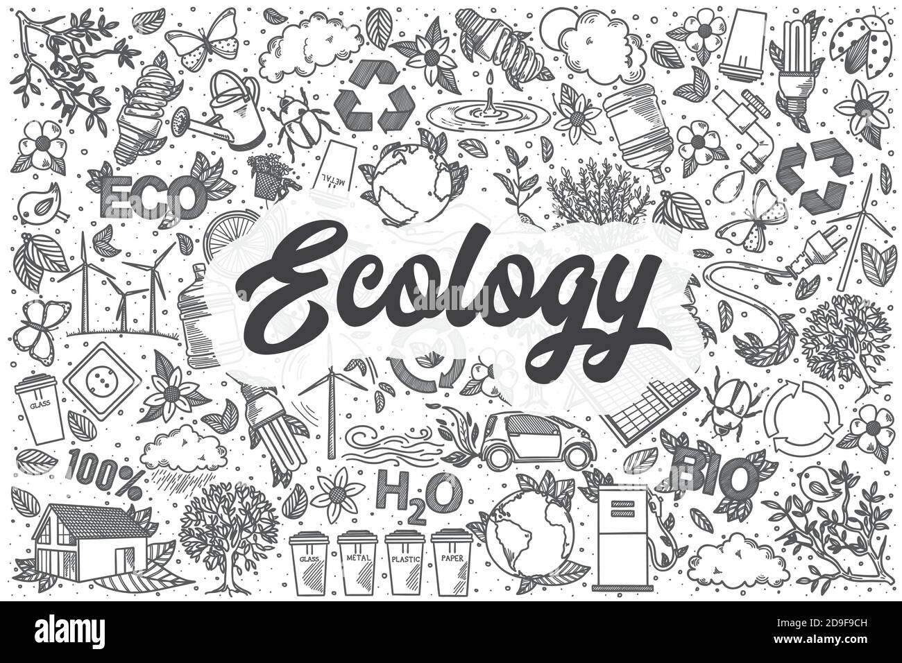 Hand drawn ecology vector doodle set Stock Vector Image & Art - Alamy