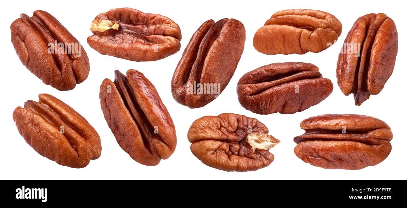 Pecan nuts isolated on white background with clipping path Stock Photo