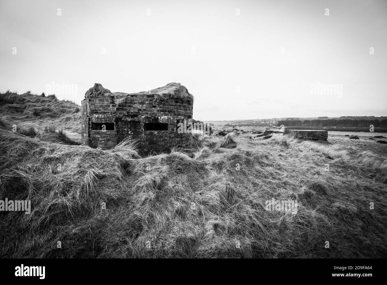 Pillbox by beach near Aberdeen Stock Photo