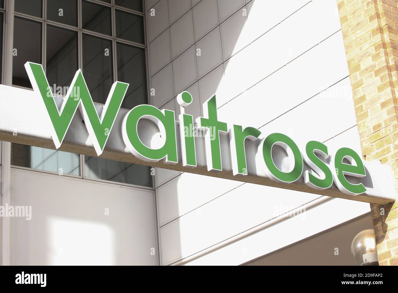 Waitrose and John Lewis Sign sign, Kingston Upon Thames, Surrey Stock