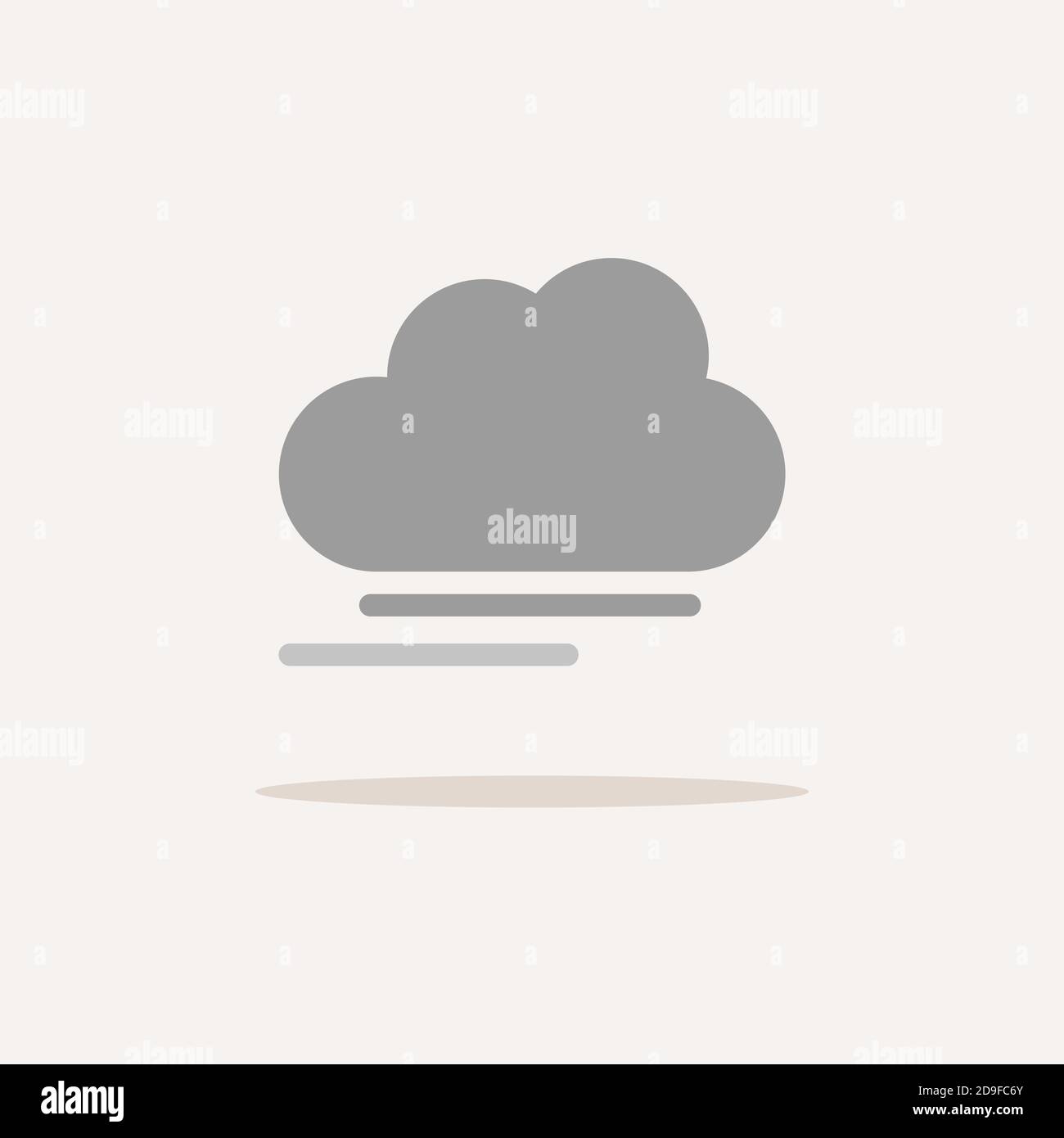 Fog and cloud. Color icon with shadow. Weather glyph vector ...