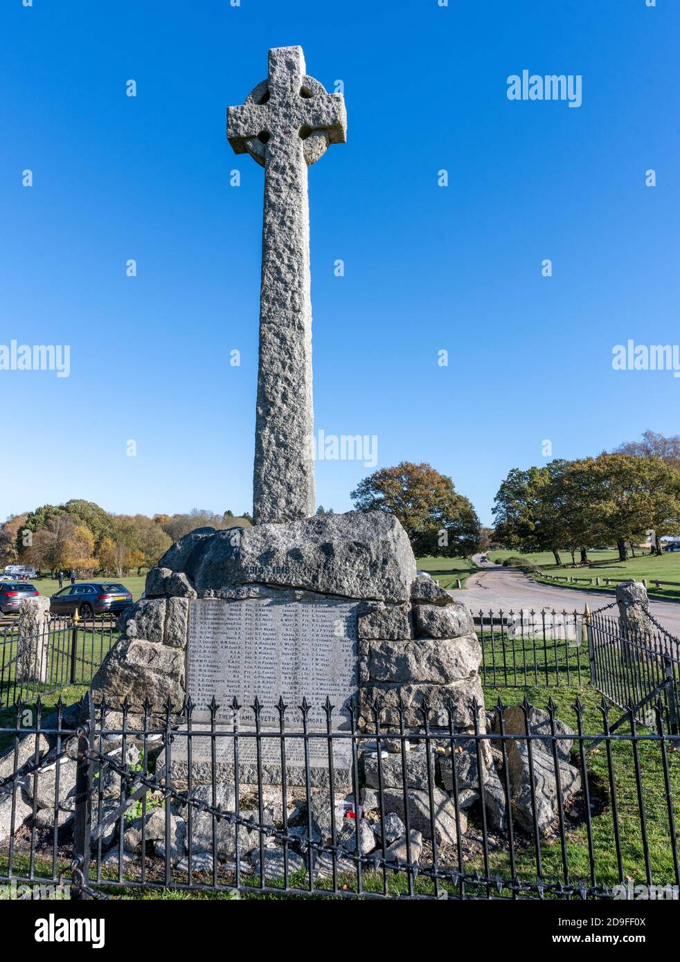 The Lyndhurst War Memorial at Boltons Bench, Lyndhurst, New Forest, Lyndhurst, Hampshire, England, UK Stock Photo