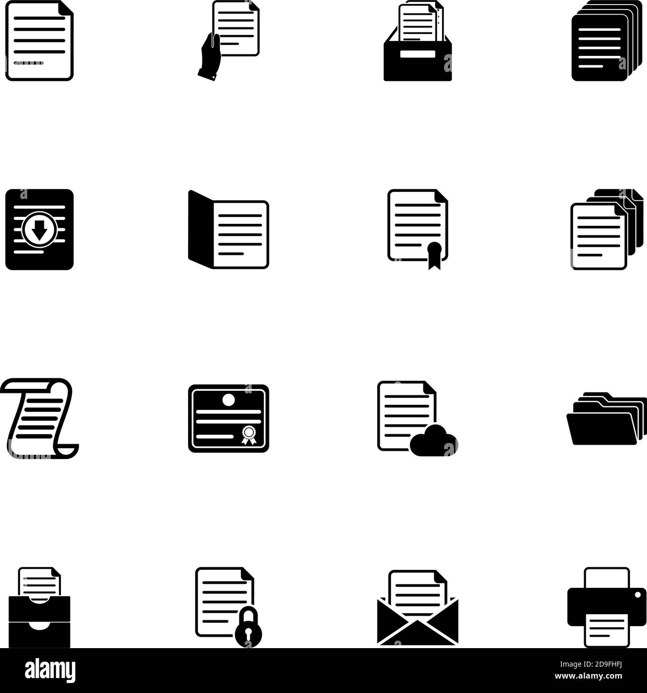 Documents icon - Expand to any size - Change to any colour. Perfect Flat Vector Contains such Icons as file, folder, scroll paper, portfolio, sheet, b Stock Vector