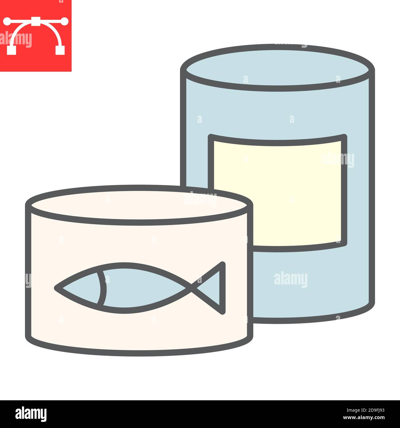 Canned food color line icon, tin can and container, canned fish sign