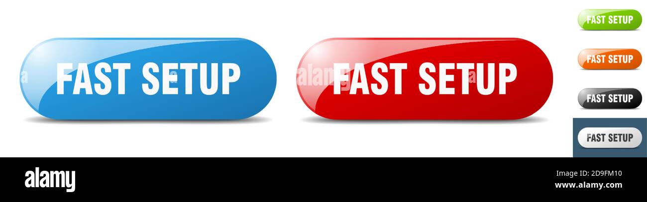 fast setup button. sign. key. push button set Stock Vector