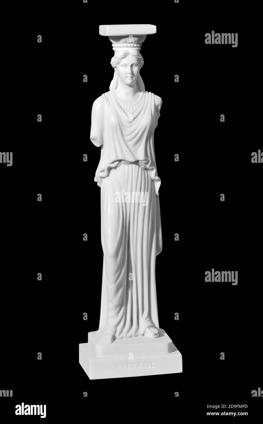Classic white marble statue woman on a black background Stock Photo