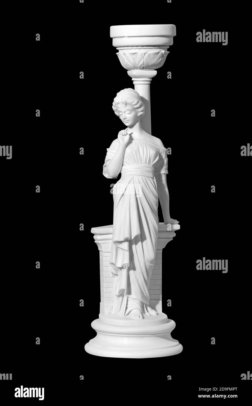 Classic white marble statue woman on a black background Stock Photo