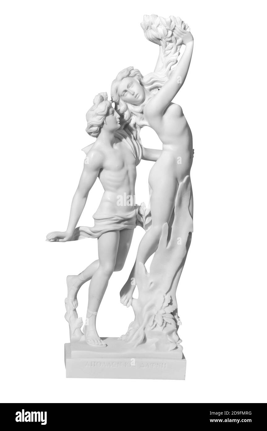 Classical marble statue of a couple on a white background Stock Photo