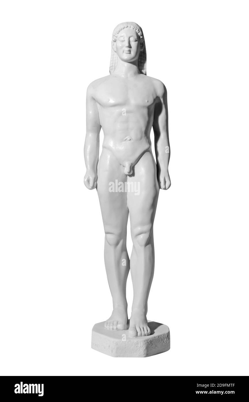Classic marble statue of a man on a white background Stock Photo