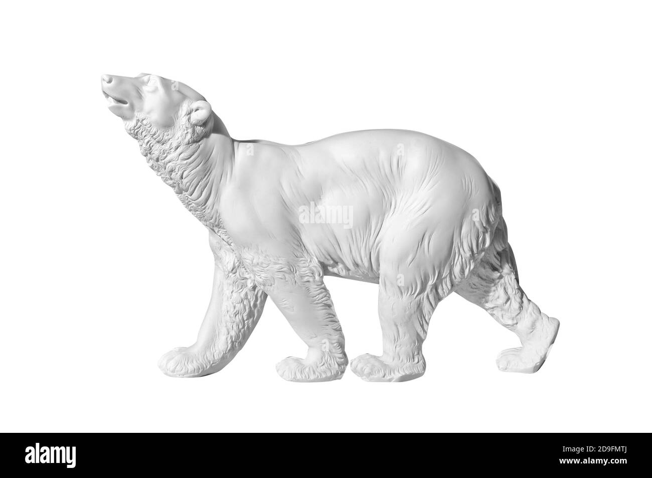 Classical marble bear statue on a white background Stock Photo