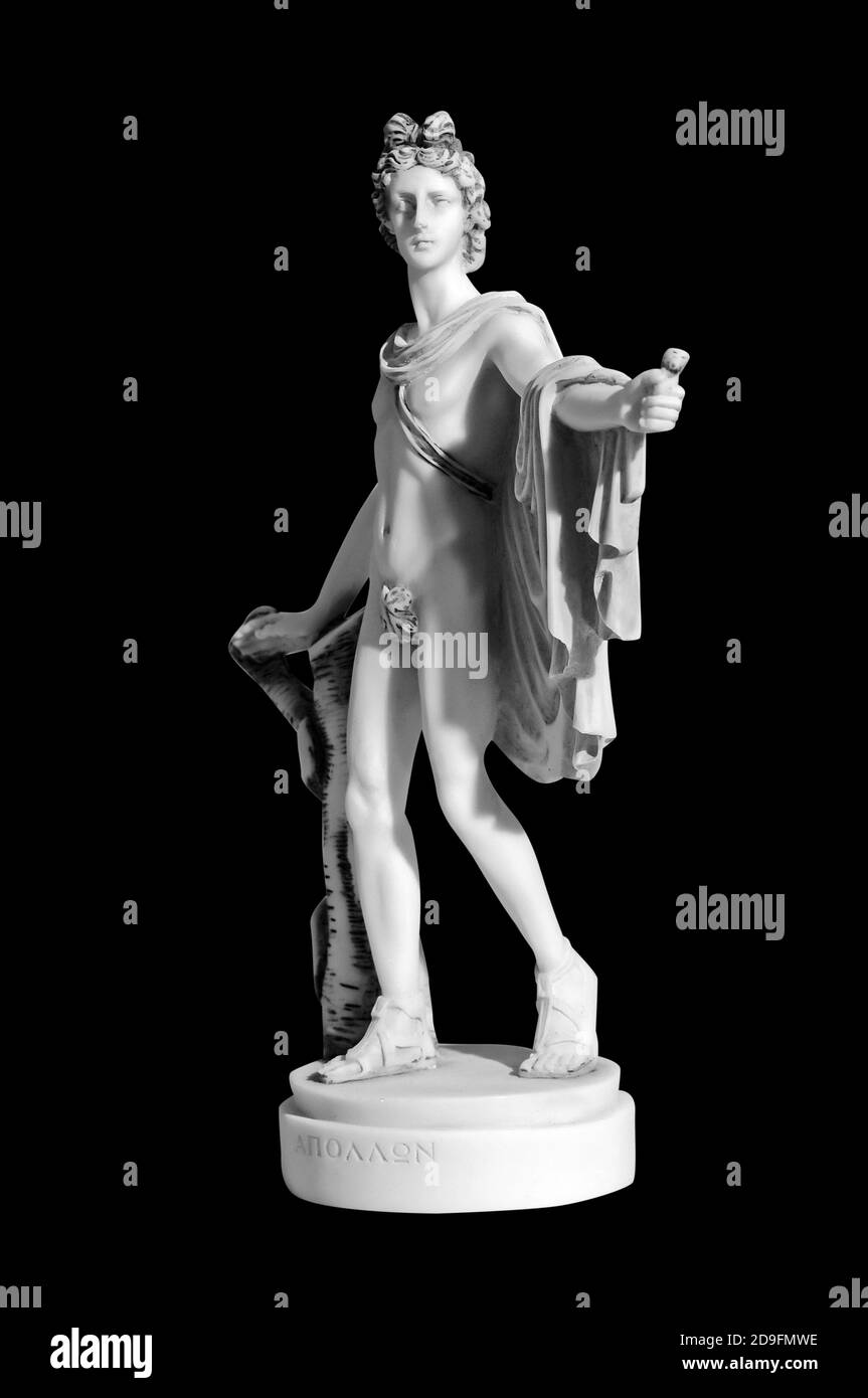 Classic marble statue of a man on a black background Stock Photo