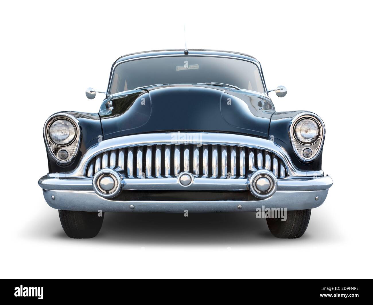 Classic American car front view isolated on white background Stock Photo