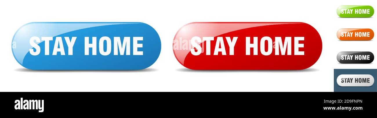 Stay Button Icon stay home button. sign. key. push button set Stock Vector Image & Art ...