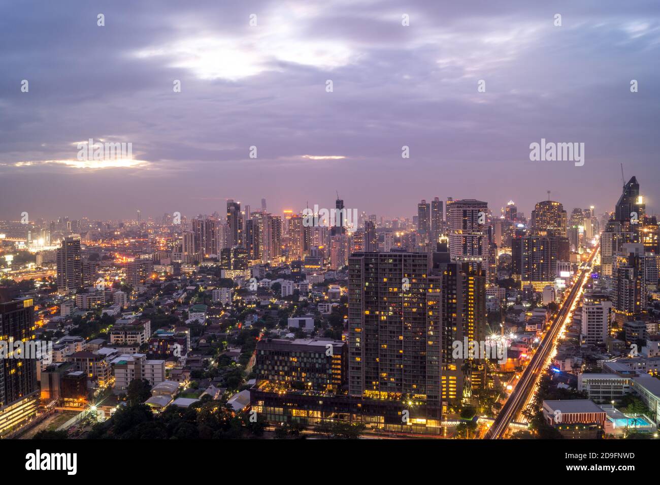 view on skyscrapers of bangkok at night Stock Photo - Alamy