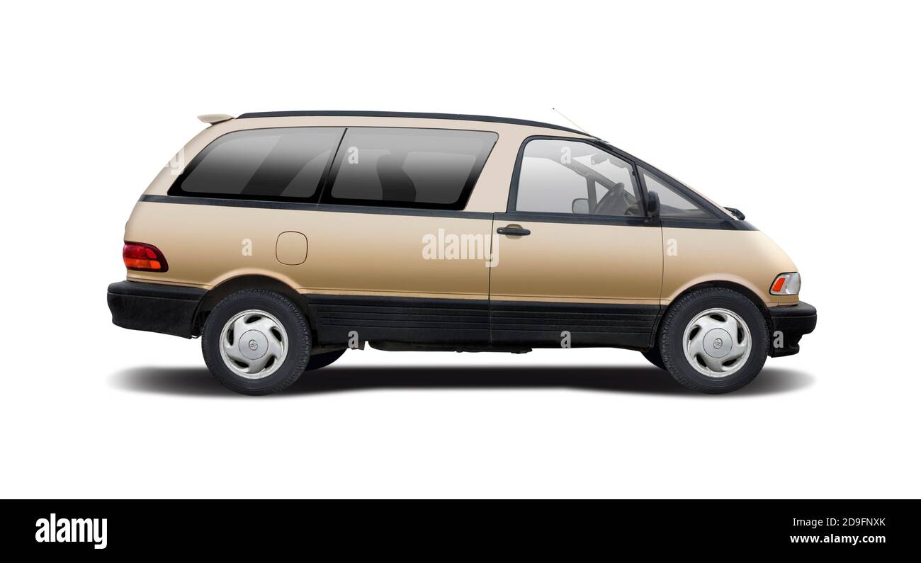 Classic Japanese MPV car side view isolated on white background Stock Photo
