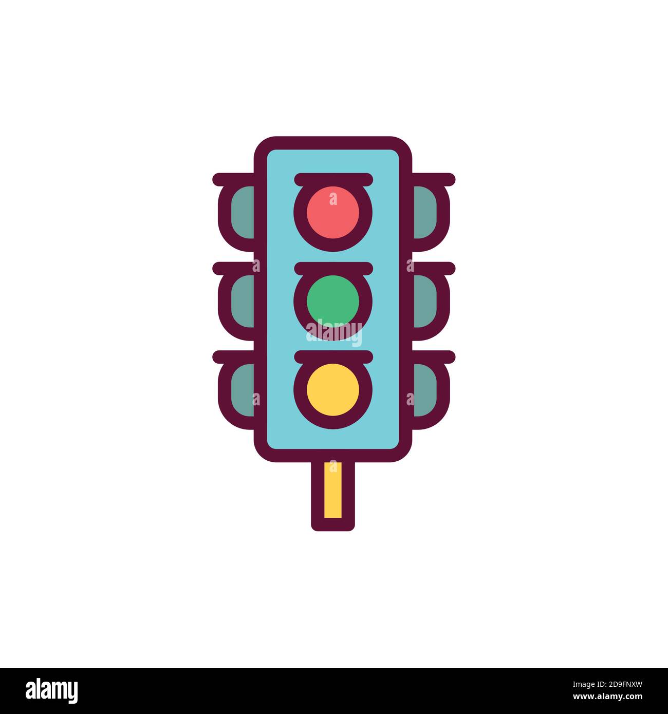 Traffic lights color line icon. Isolated vector element. Stock Vector