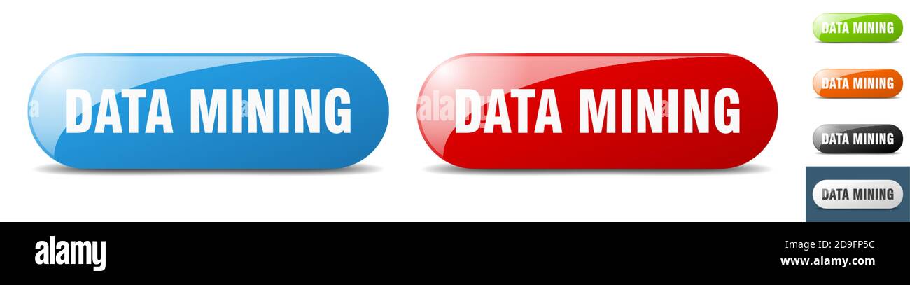 data mining button. sign. key. push button set Stock Vector
