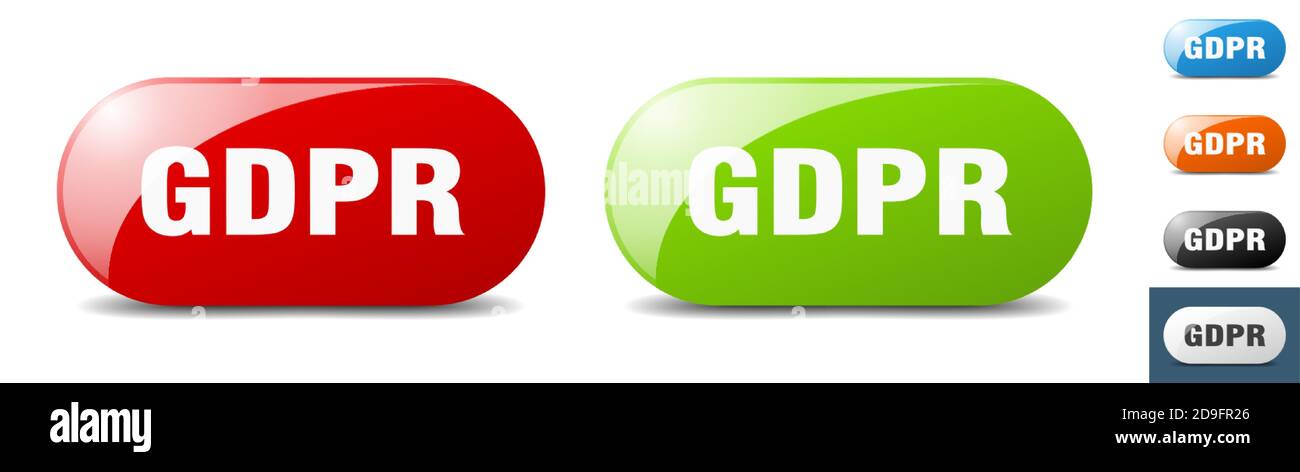 gdpr button. sign. key. push button set Stock Vector