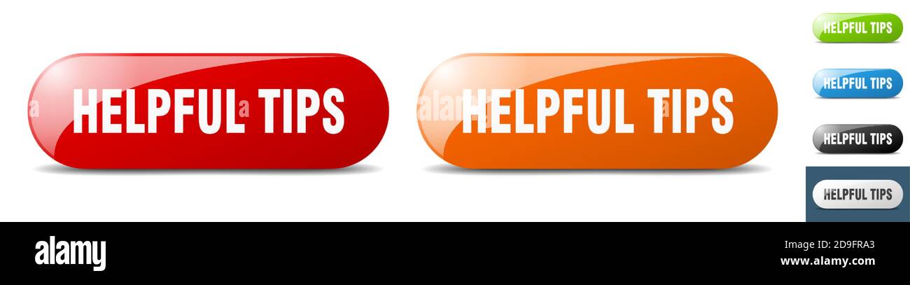 helpful tips button. sign. key. push button set Stock Vector