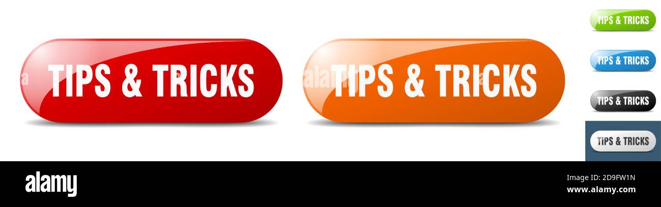 tips & tricks button. sign. key. push button set Stock Vector