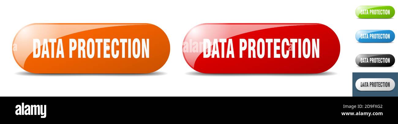 data protection button. sign. key. push button set Stock Vector