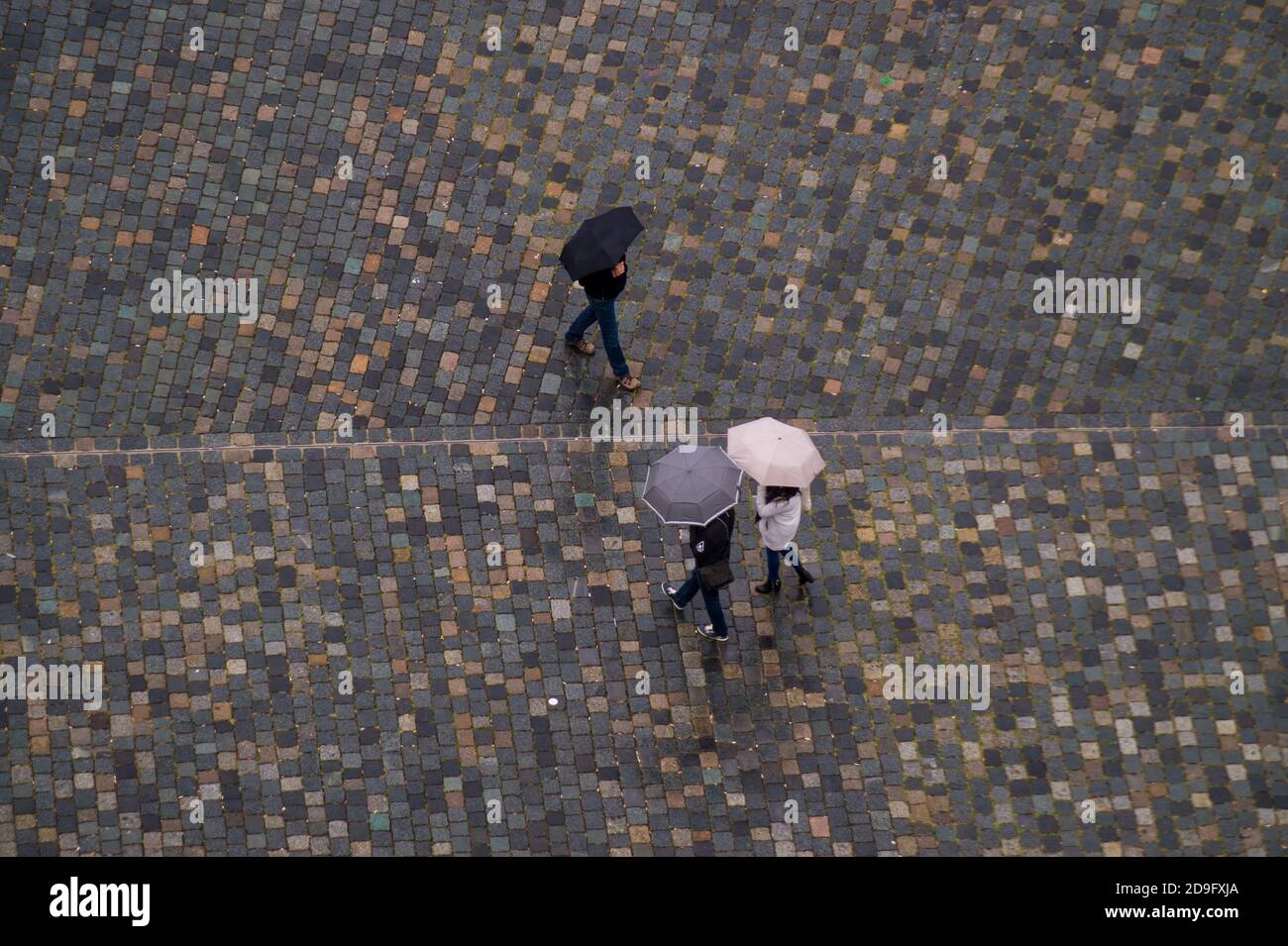Pedestrian with umbrella from above Stock Photo - Alamy